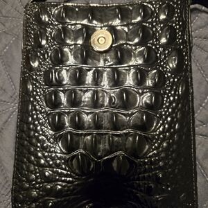Brahmin Black Croc-Embossed Crossbody Bag